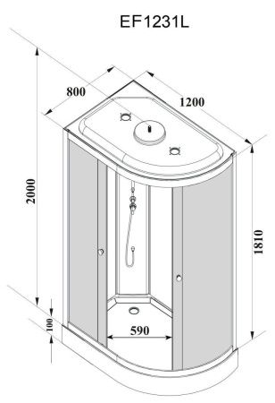 Душевая кабина Parly Effect EF1231L 120х80 асимметричная с крышей ориентация правая