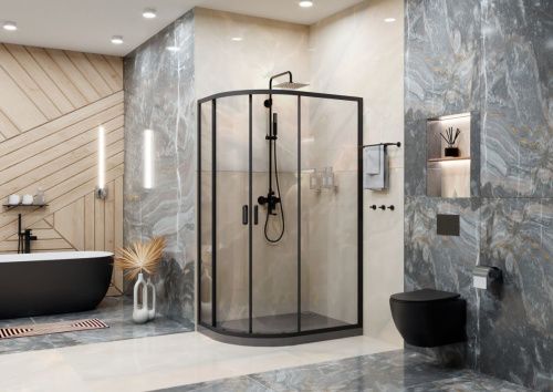 Душевой уголок Ambassador Kingston 14011210 110х80 стекло прозрачное профиль черный без поддона - фото 2