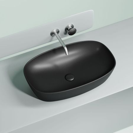 Раковина из сантехнического фарфора Ceramica Nova ELEMENT CN6049MB 60х40 накладная цвет черный без отверстий под смеситель