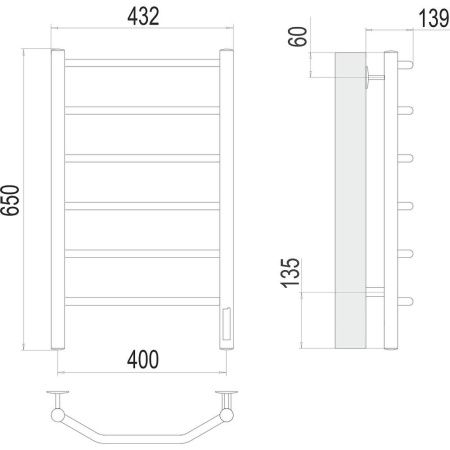 Полотенцесушитель электрический Terminus 4670078531186 45х65 хром