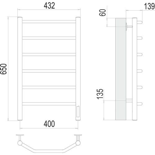 Полотенцесушитель Terminus 4670078531186 43х65 электрический хром - фото 3