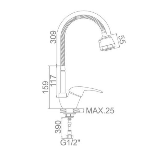 Смеситель для кухни Voda SY 519 на мойку хром - фото 3