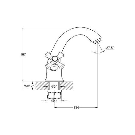 Смеситель для раковины G.Lauf QML QML1-A827 на столешницу хром