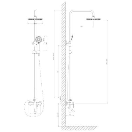 Душевая стойка Voda VST3300-2 настенная цвет хром