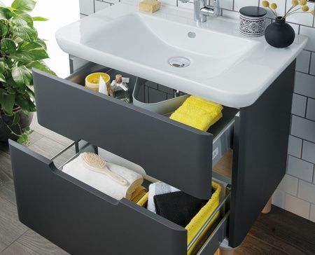 Тумба с раковиной Vitra Sento 60836 80х50 подвесная цвет черный