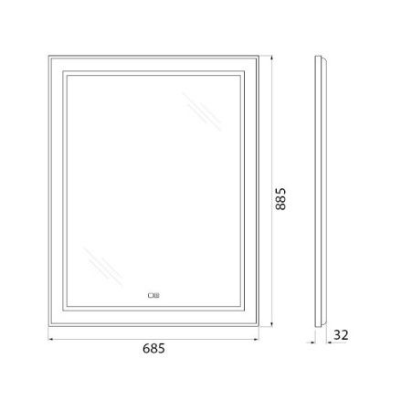 Зеркало с подсветкой и антизапотеванием BelBagno Kraft SPC-KRAFT-685-885-TCH-WARM 70х90 подвесное