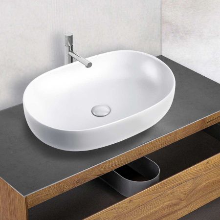 Раковина из сантехнического фарфора Vincea VBS-113 60х40 накладная цвет белый без отверстий под смеситель