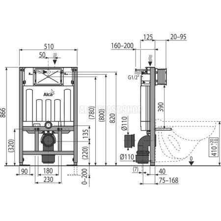 Инсталляция для унитаза Alcadrain  AM101/850-0001