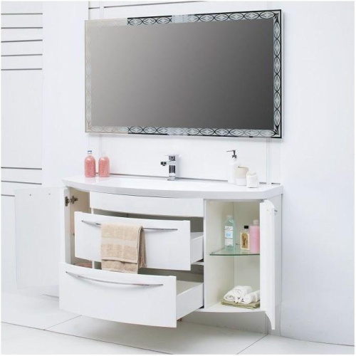 Тумба с раковиной De Aqua Лонг 00186446 140х46х64 подвесная цвет белый - фото 3