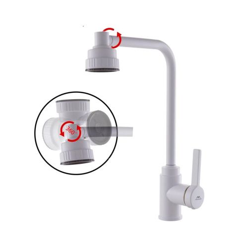 Смеситель для кухни Fashun A54031-8 на мойку белый - фото 4