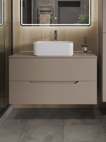 Тумба с раковиной Orange Line Li-100TuLMDF+B02-460W 100,5х46х68 - фото 3