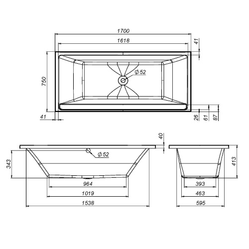 Каркас для ванны Am.Pm Inspire V2.0 W52A-170-075W-R - фото 3