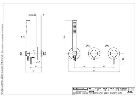 Смеситель Oioli Micro MIEV129RO/C47 встраиваемый в стену золото