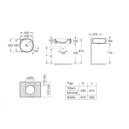Раковина Roca 73270B9630 40х40 встраиваемая цвет белый