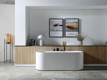 Ванна акриловая Abber AB9310 170х80 пристенная овальная с каркасом