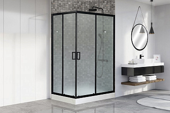 Душевой уголок Royal Bath HP RB8120HP-C-BL-R 120х80 стекло матовое профиль черный с поддоном