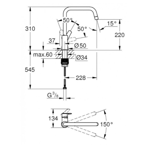 Смеситель Grohe Eurosmart 30567000 на столешницу хром - фото 2