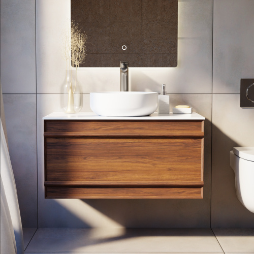 Тумба с раковиной ArtDecco Bridget (Бриджит) ABR08W22S300 80x45x40 подвесная цвет черный орех - фото 3