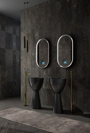 Раковина карбоновая Abber KARBON AK2003 50х50 напольная цвет черный без отверстий под смеситель