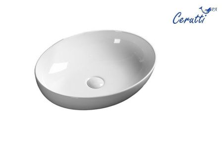 Раковина из сантехнического фарфора Cerutti SPA CR0019 50х40 накладная цвет белый без отверстий под смеситель