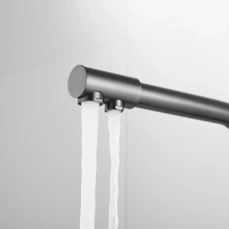 Смеситель для кухни Shevanik S328T на мойку оружейная сталь