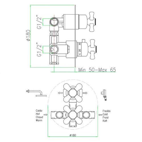 Смеситель для ванны и душа Webert Armony AM970902065 встраиваемый в стену бронза с термостатом - фото 3