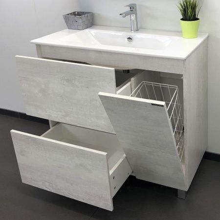 Тумба с раковиной Comforty Верона 00-00001972CF 90х50 напольная цвет серый