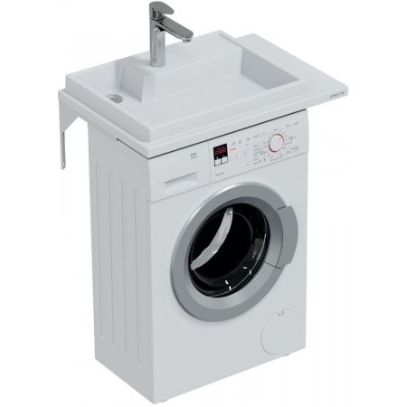 Раковина из искусственного камня СанТа Юпитер 900137 80х50 над стиральной машиной цвет белый 1 отверстие под смеситель