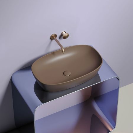 Раковина из сантехнического фарфора Ceramica Nova ELEMENT CN6049MDB 60х40 накладная цвет коричневый без отверстий под смеситель