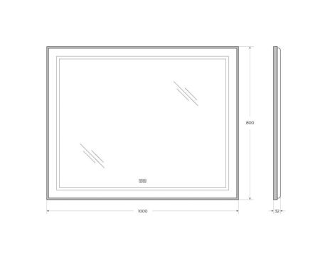 Зеркало с подсветкой и антизапотеванием BelBagno Kraft SPC-KRAFT-1000-800-LED-TCH-WARM-NERO 100х80 подвесное