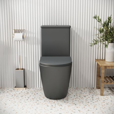 Унитаз напольный с бачком Grossman Color GR-4480GMS серый с сиденьем микролифт безободковый каскадный смыв