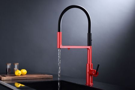 Смеситель для кухни Paulmark TORNADO To213402-FI на мойку черный/красный