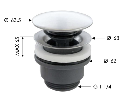 Донный клапан Remer SS905CCR114 нержавеющая сталь