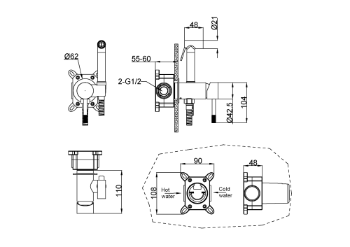 Гигиенический душ со смесителем Boheme Uno 467-WG белый - фото 2