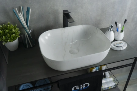 Раковина керамическая Gid Geométrico 53322 50х40 накладная цвет многоцветный без отверстий под смеситель