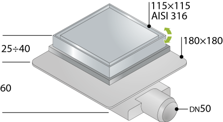 Душевой трап OMP Tea Tirana 2665.592.8 в пол