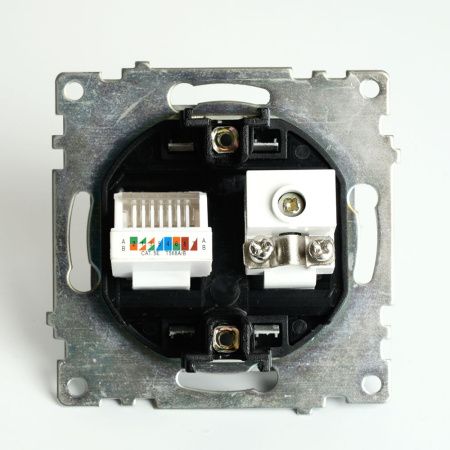 Розетка телевизионная и компьютерная RJ-45 Feron Катрин 49182