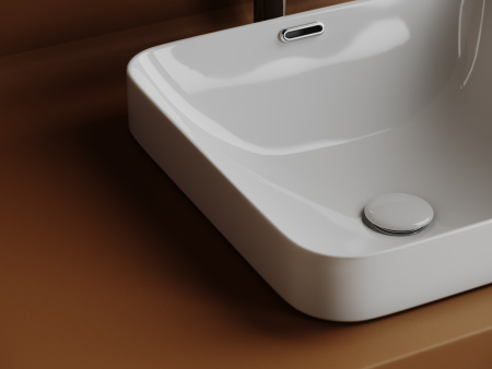 Раковина из сантехнического фарфора Ceramica Nova ELEMENT CN6077 44х44 встраиваемая цвет белый без отверстий под смеситель