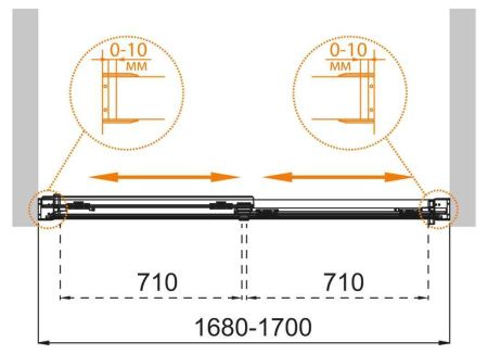Душевая шторка на ванну Cezares TANDEM-SOFT TANDEM-SOFT-VF-2-170/145-C-Cr-IV 170х145 стекло прозрачное профиль хром ориентация универсальная