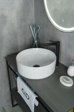 Раковина керамическая Gid Esfera 51144 40х40 накладная цвет белый без отверстий под смеситель