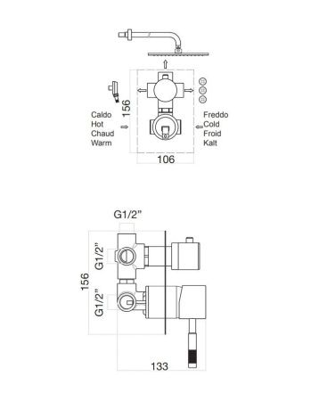 Смеситель для ванны и душа Fiore Xenon 44CR7501 встраиваемый в стену хром