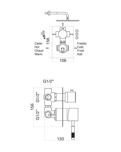 Смеситель для ванны и душа Fiore Xenon 44CR7501 встраиваемый в стену хром - фото 3
