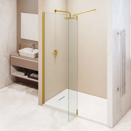 Душевая перегородка RGW Walk In 351005013-16 110х195 стекло прозрачное профиль золото