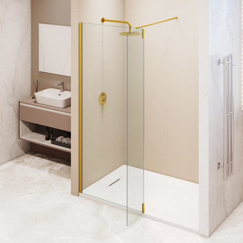 Душевая перегородка RGW Walk In 351005143-16 140х195 стекло прозрачное профиль золото глянцевое - фото 4