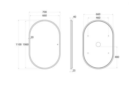Зеркало с подсветкой Art&Max BARI AM-Bar-700-1100-DS-F 70х110 подвесное