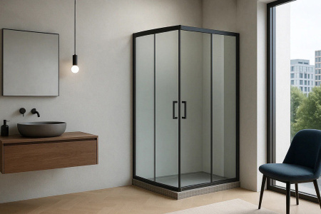 Душевой уголок Royal Bath HPD RB70HPD-T-BL 70х70 стекло прозрачное профиль черный без поддона