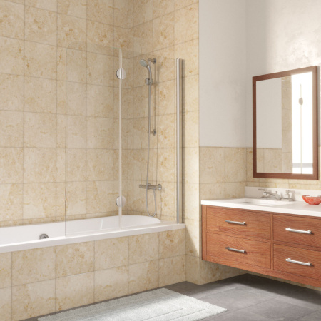 Душевая шторка на ванну Vegas-Glass E2V LUX E2V LUX 120 8 crystalvision R 120х151 стекло прозрачное профиль хром глянцевый ориентация правая