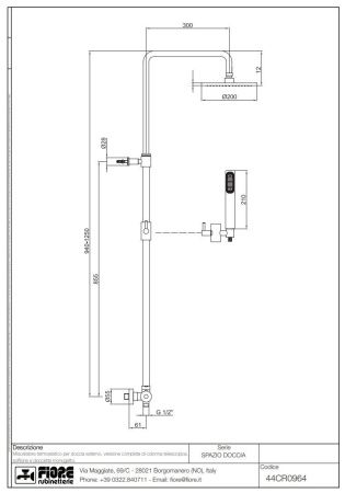 Душевая стойка Fiore Xenon 44CR0964 настенная цвет хром