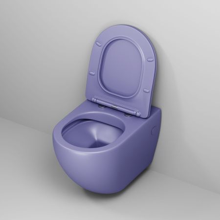 Унитаз подвесной Grossman Color GR-4411LIMS фиолетовый с сиденьем безободковый каскадный смыв