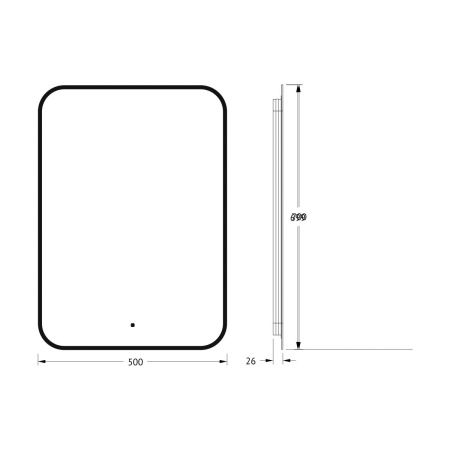 Зеркало с подсветкой Defesto AURA DF 2974R 50х70 подвесное